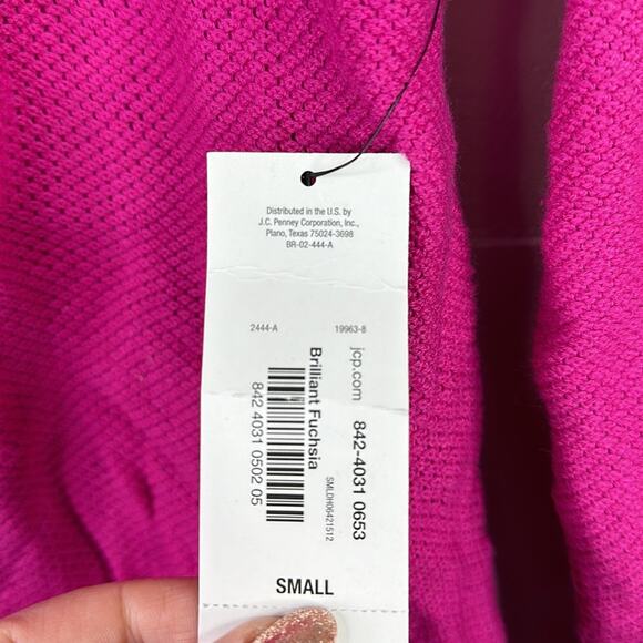 ANA Pink Fuchsia Scoop Neck Long Sleeve Knit Sweater Sweatshirt Top Size Small - Picture 11 of 13